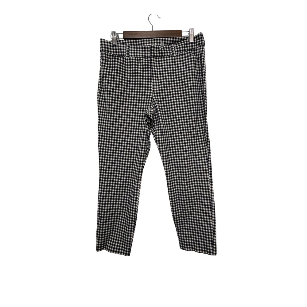 Old Navy Pixie High Rise Gingham Pants Black White Checkered Ankle 12 Petite